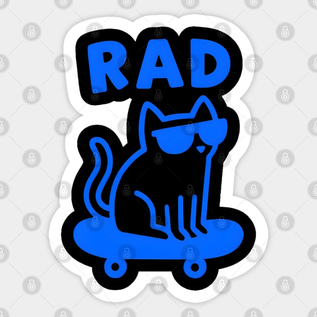 RAD Cat Skateboard Design – Cool Cat Skater Graphic Sticker by MakerMind8.2